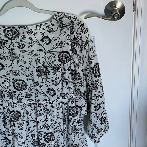 Masai Black Cream Bird Floral Print Mini Dress 29418 - Picture 11 of 16